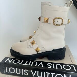 Valentino Garavani Roman Stud Calfskin Combat Boots